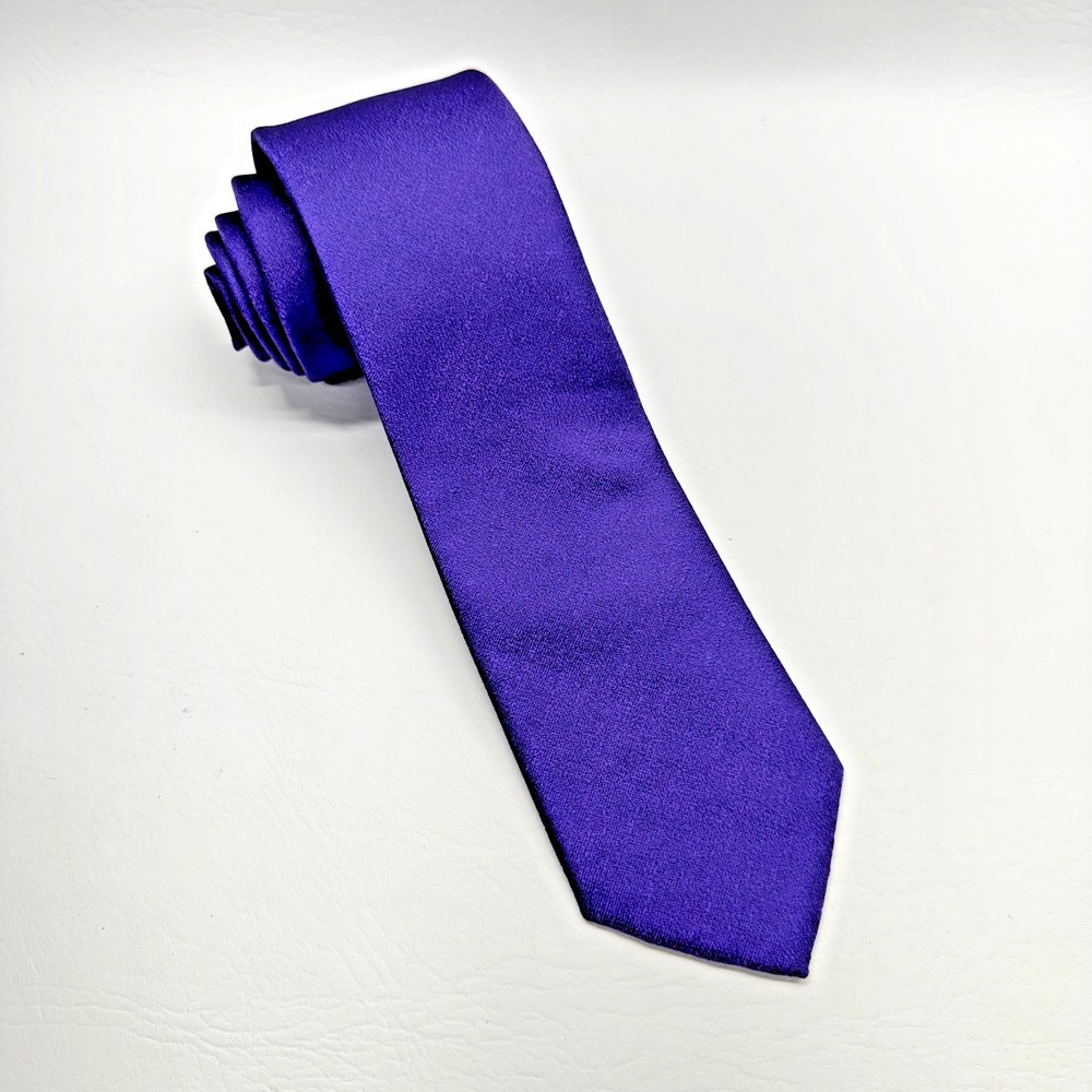 Isaac Mizrahi Necktie Mens OS Purple Solid Textured Formal Wedding Classic Sharp